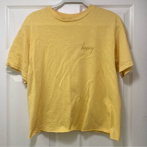 Brandy Melville Tops - john galt yellow honey tee shirt cropped brandy melville graphic s m